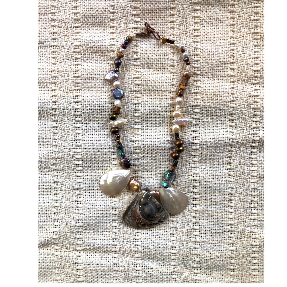 Handmade Natural Stone and Shell Necklace